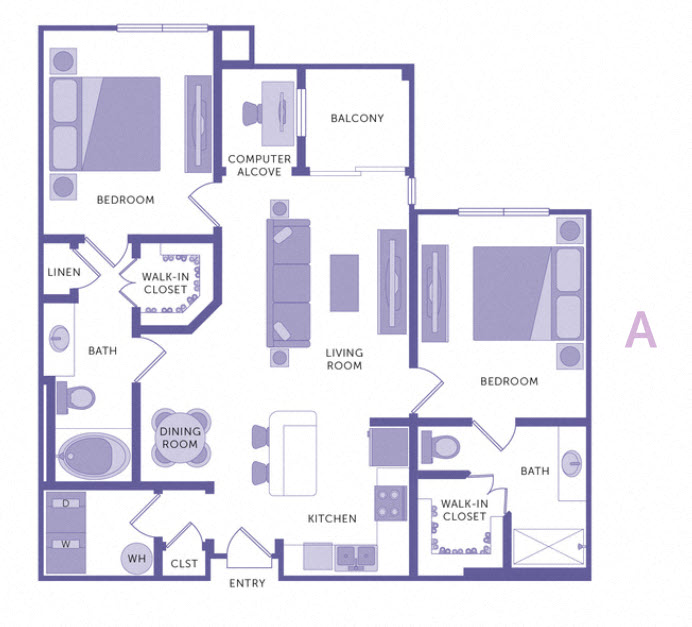 2 Bedroom 2 Bath Plan A at City View, Orlando, 32805
