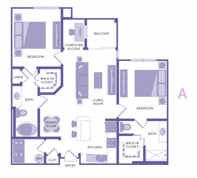 2 Bedroom 2 Bath Plan A at City View, Orlando, FL