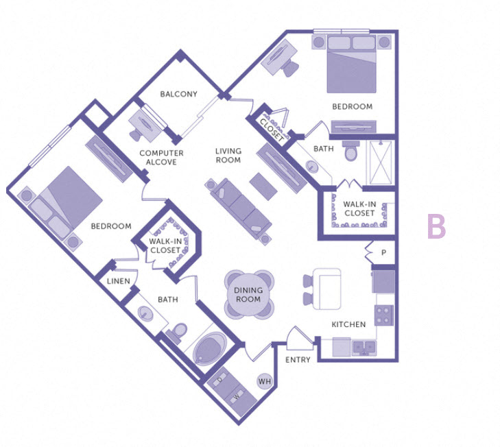 2 Bed 2 Bath Floor Plan at City View, Orlando