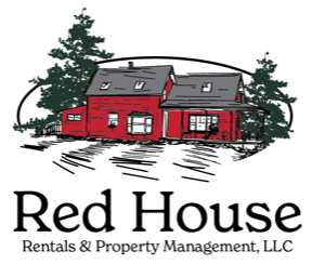 A red house logo for Red House Rentals & Property Management, LLC.