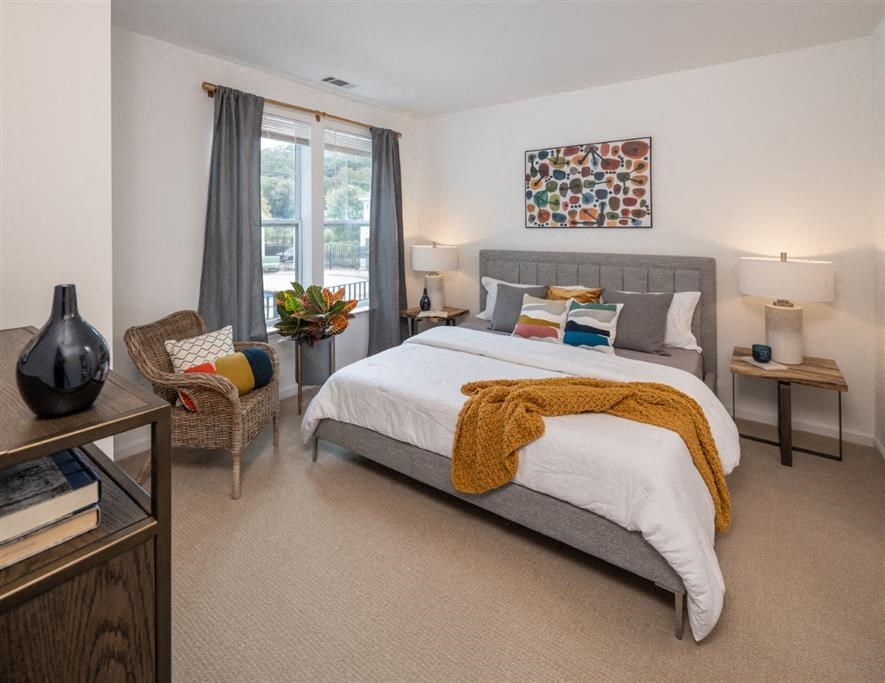 Bedroom With Expansive Windows Bedroom With Expansive Windows at Riverwalk, Conshohocken, PA