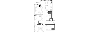 a floor plan of a bedroom apartment