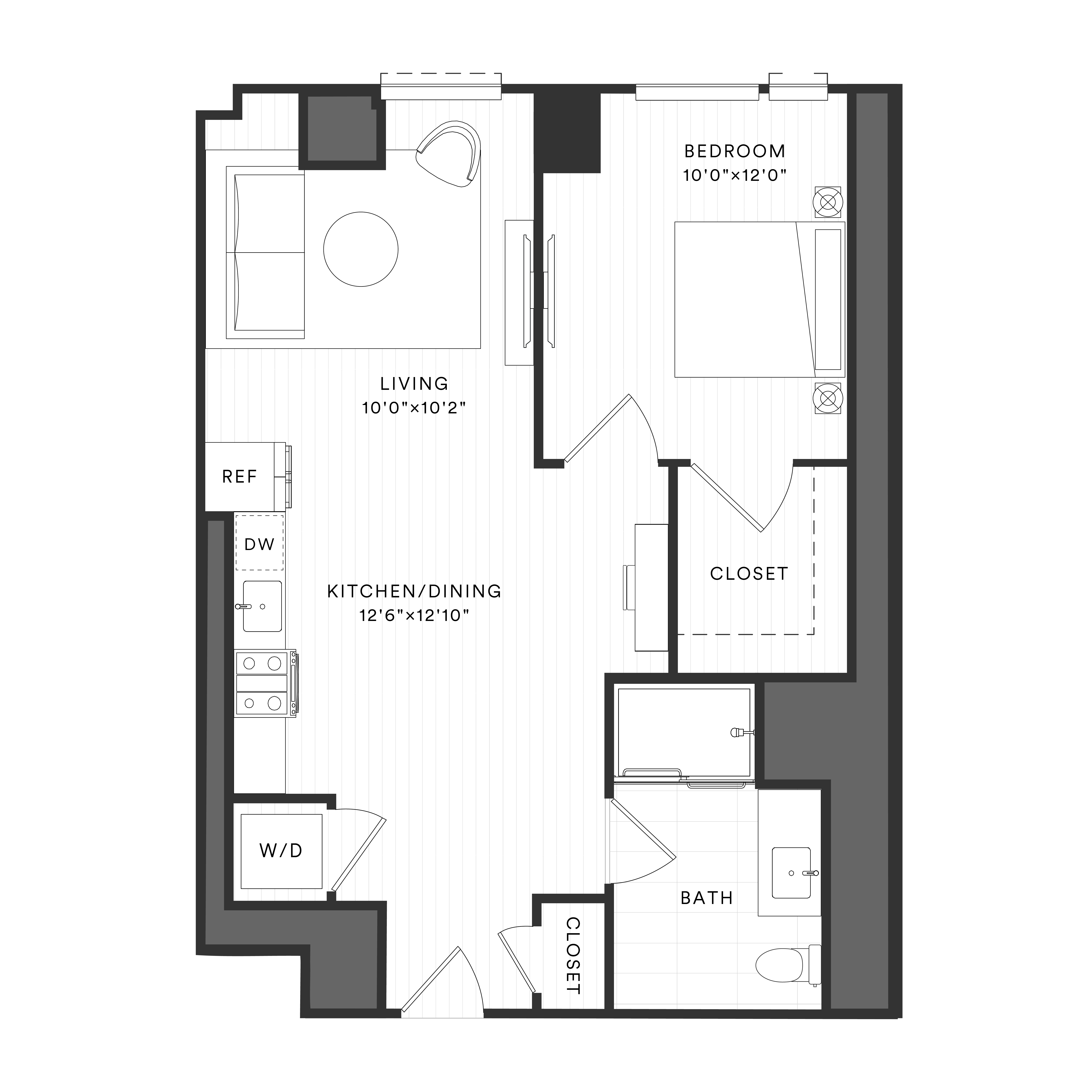 1 Bed/1 Bath-1B-1