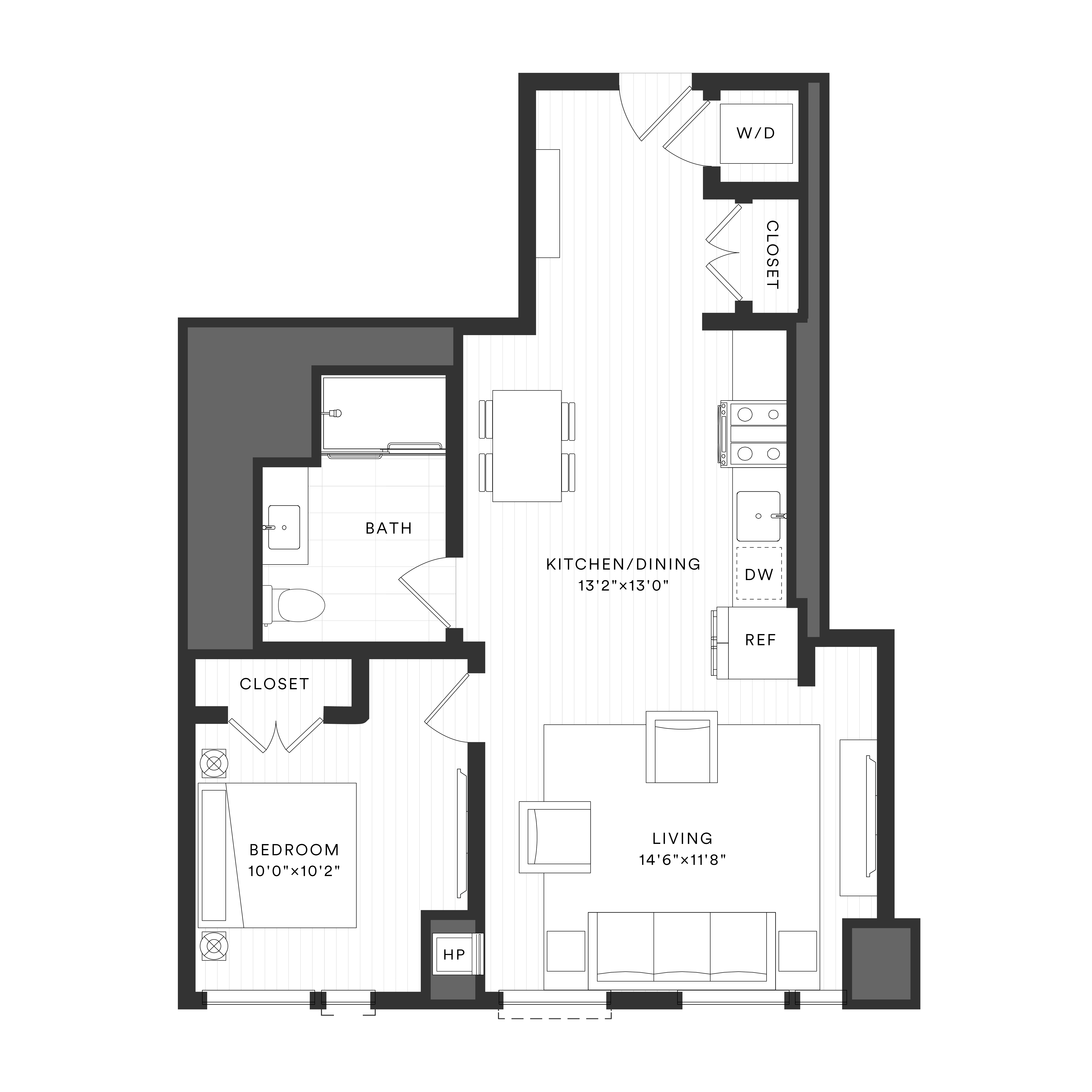 1 Bed/1 Bath-1C-A