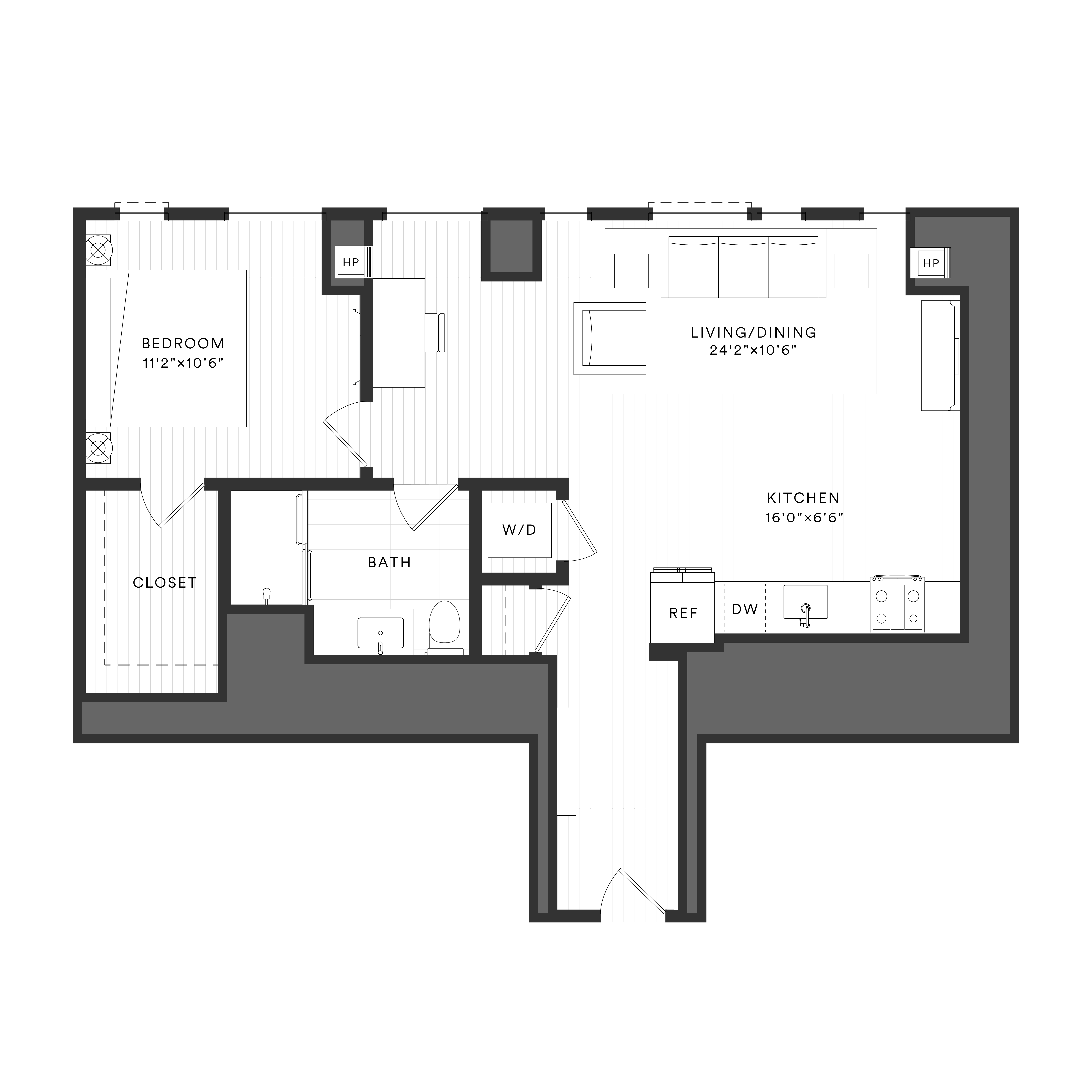 1 Bed/1 Bath-1F-2