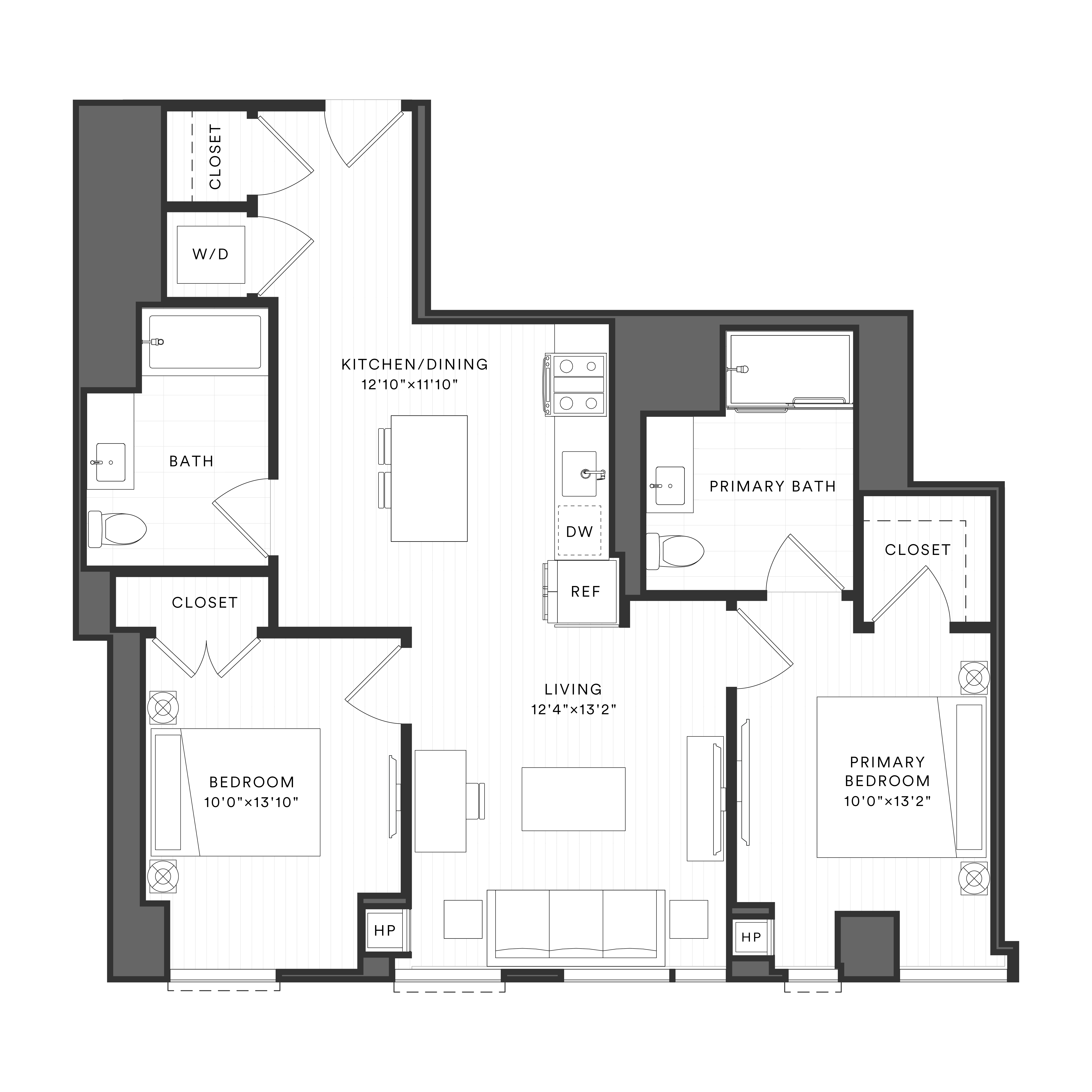 2 Bed/2 Bath-2A-2