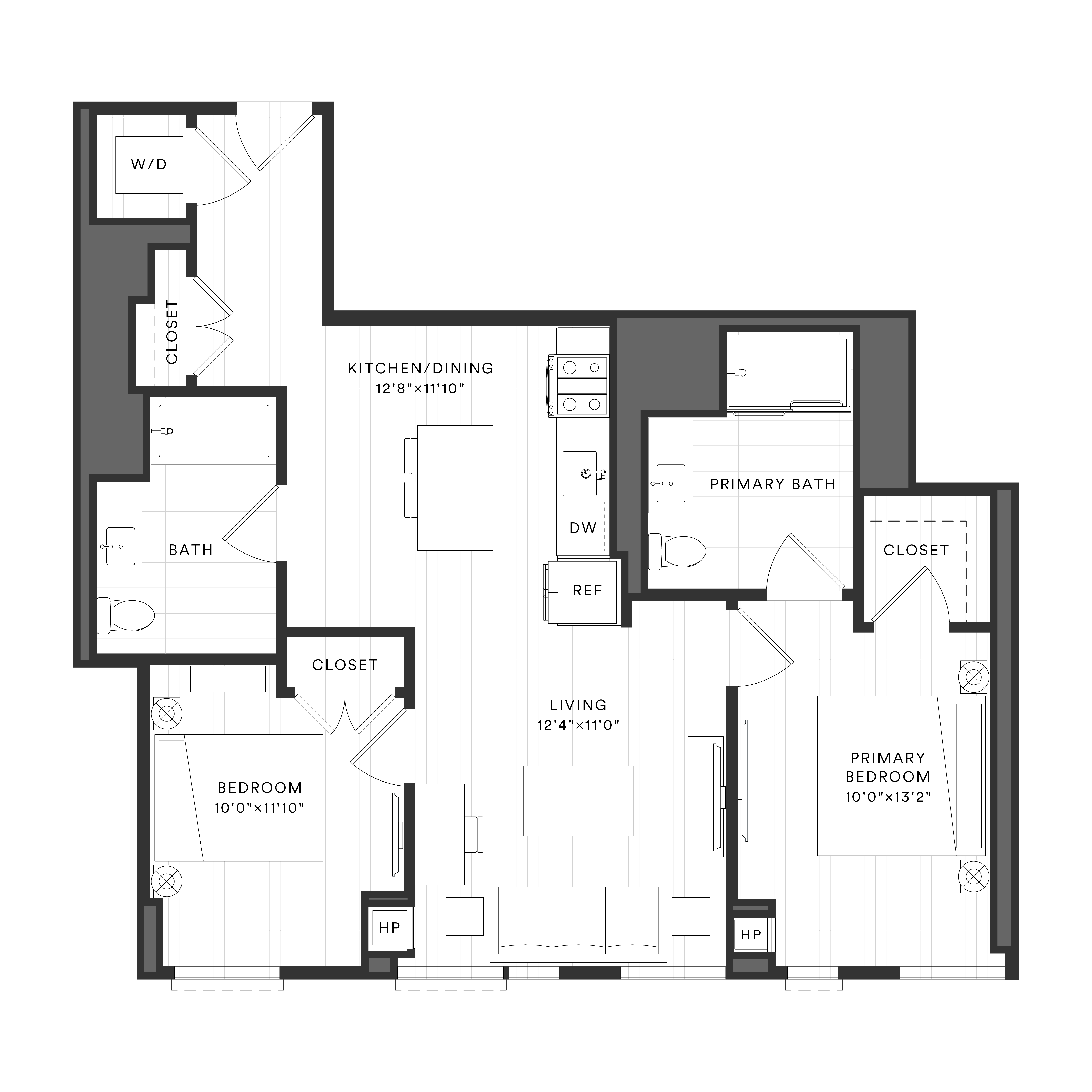 2 Bed/2 Bath-2A-3