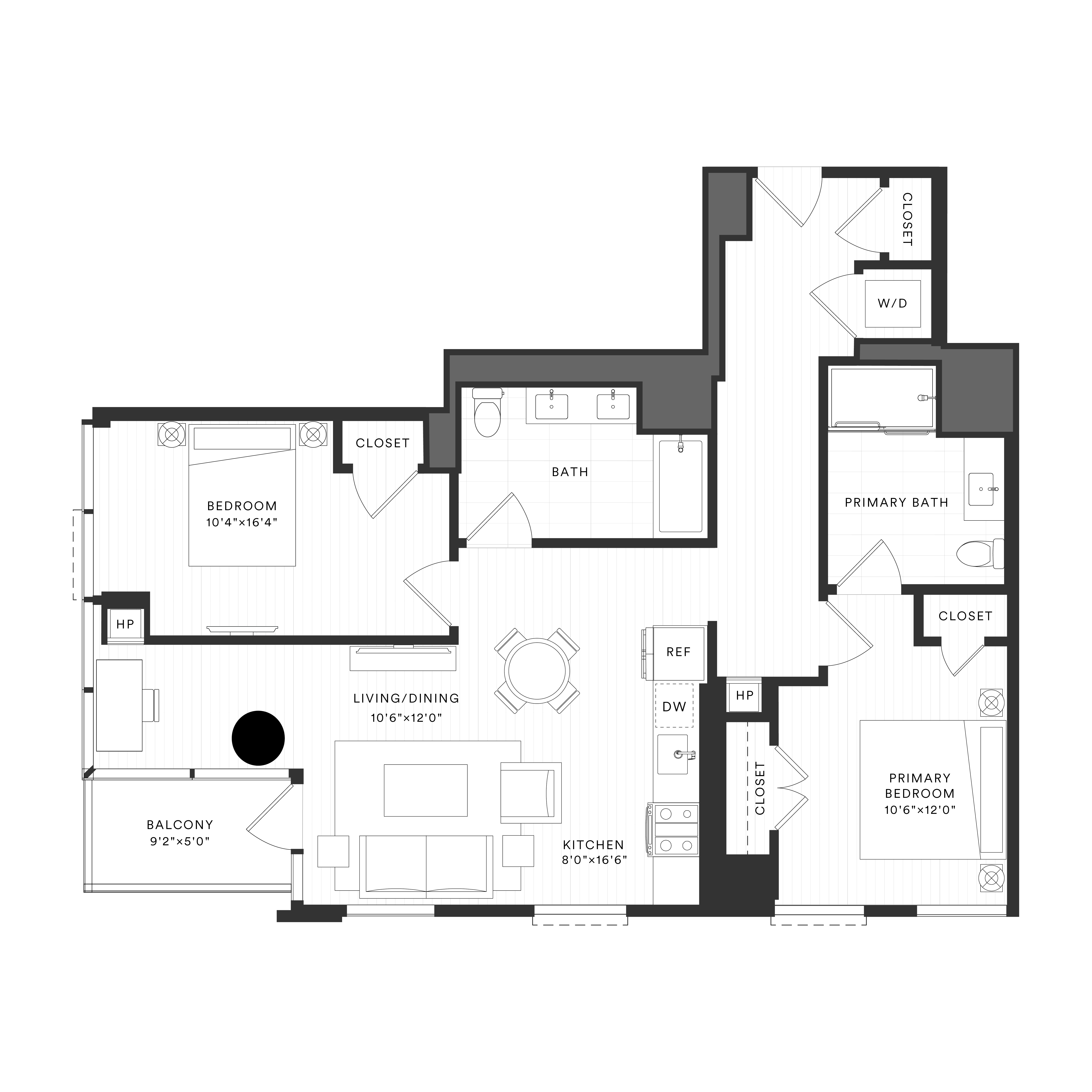 2 Bed/2 Bath-2B