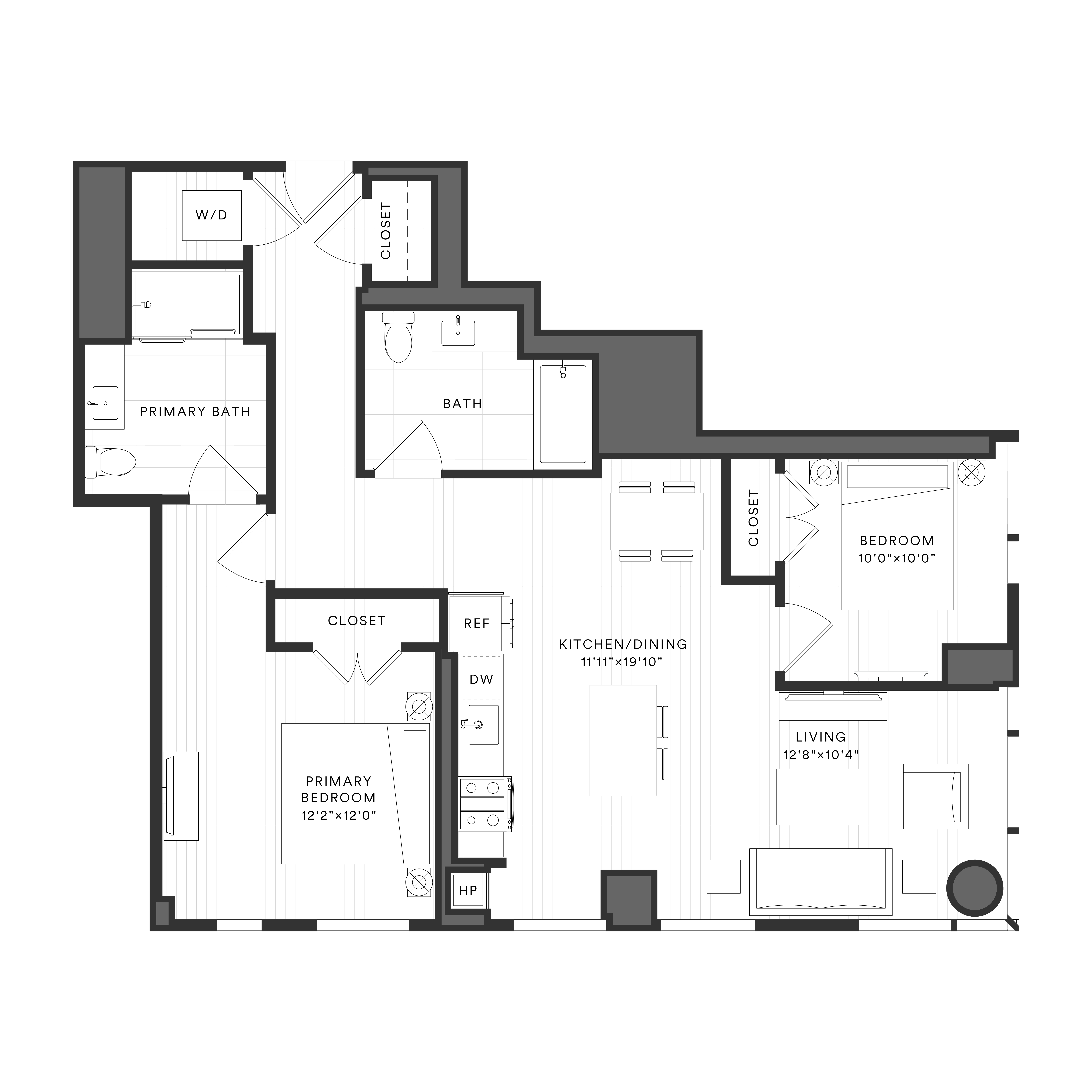 2 Bed/2 Bath-2C