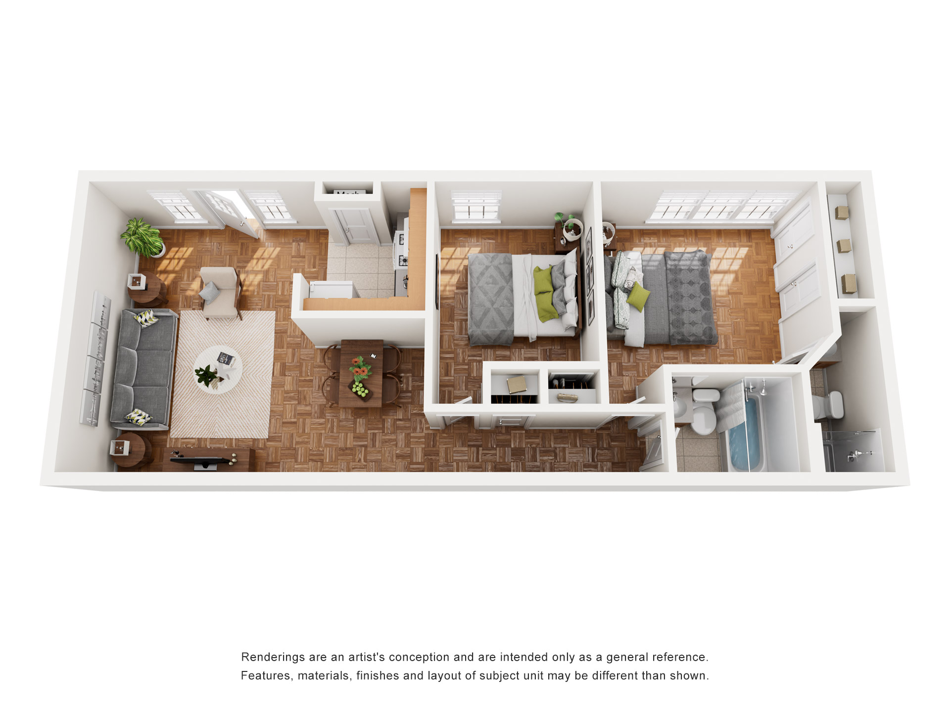 2x1.5 Bedroom