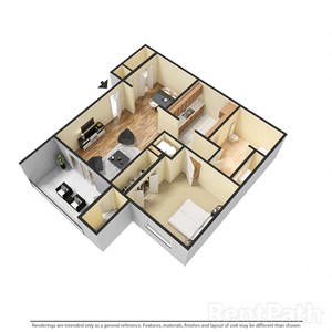 1 Bedroom, 1 Bath Floor Plan at Creekside Square Phase I, Indianapolis