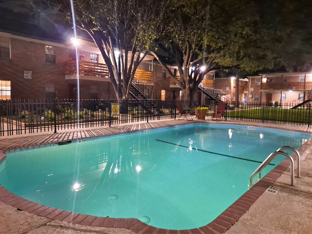 the pool at night at our apartments at night