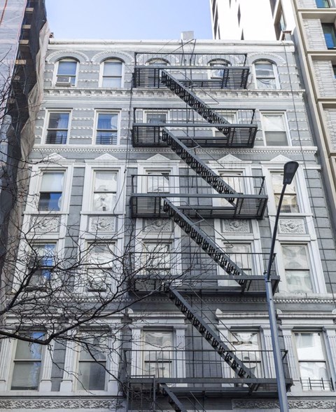 a fire escape on the side of a building