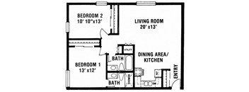 (130) 2 Bdrm, 2 Bth Large