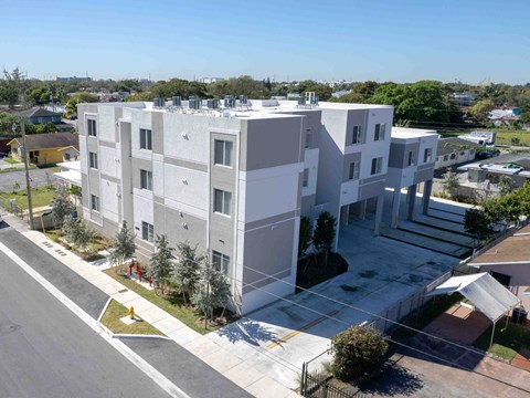 a view of the building from the roof of an apartment building