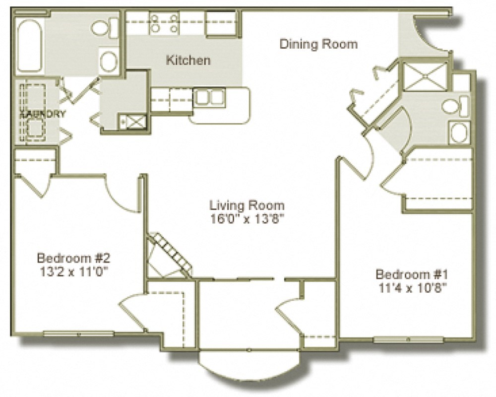 a floor plan of a house with bedrooms and a living room and a dining room