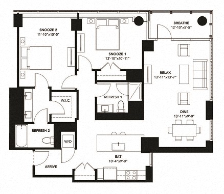 1305 Floor Plan at The Elle Apartments, Chicago, IL