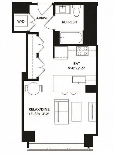 466 Floor Plan at The Elle Apartments, Chicago, 60605