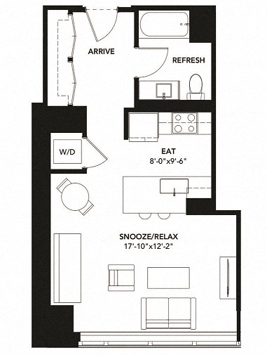 543 Floor Plan at The Elle Apartments, Chicago