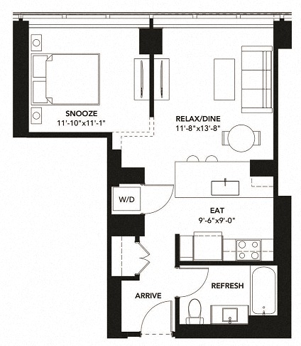 609 Floor Plan at The Elle Apartments, Illinois