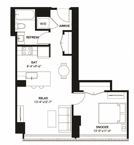 638 Floor Plan at The Elle Apartments, Chicago, IL, 60605