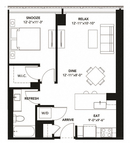 719 Floor Plan at The Elle Apartments, Chicago, Illinois