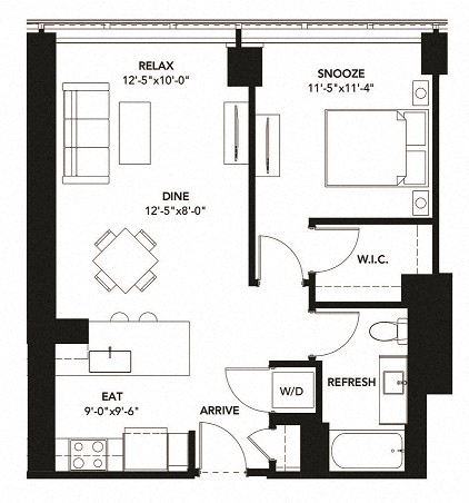 724 Floor Plan at The Elle Apartments, Chicago