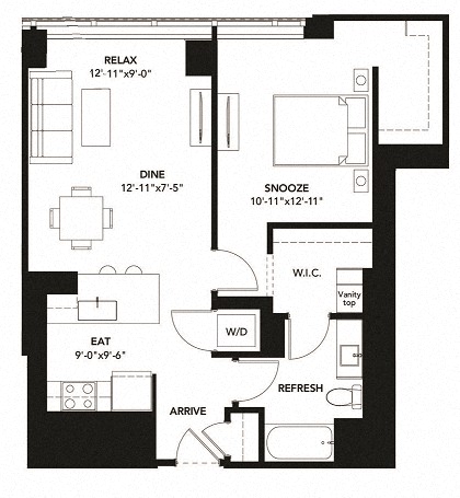 835 Floor Plan at The Elle Apartments, Chicago, Illinois