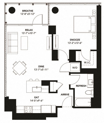 840 Floor Plan at The Elle Apartments, Chicago