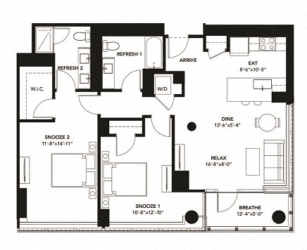 1130 Floor Plan at The Elle Apartments, Chicago, IL, 60605