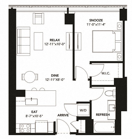 731 Floor Plan at The Elle Apartments, Illinois, 60605
