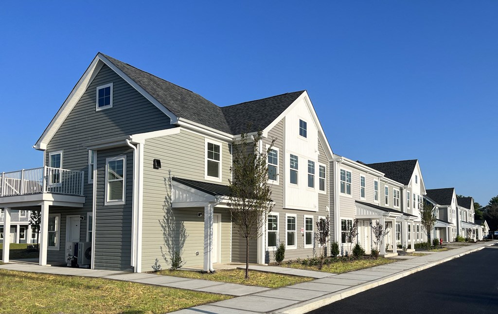a row of houses on the side of a street