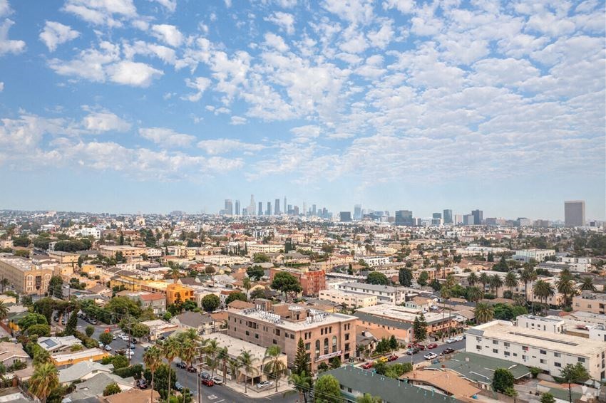 a view of the city from above