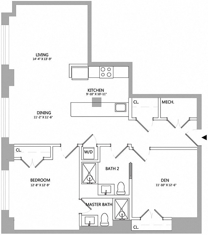 1 Bed/2 Bath Den-01-5-7