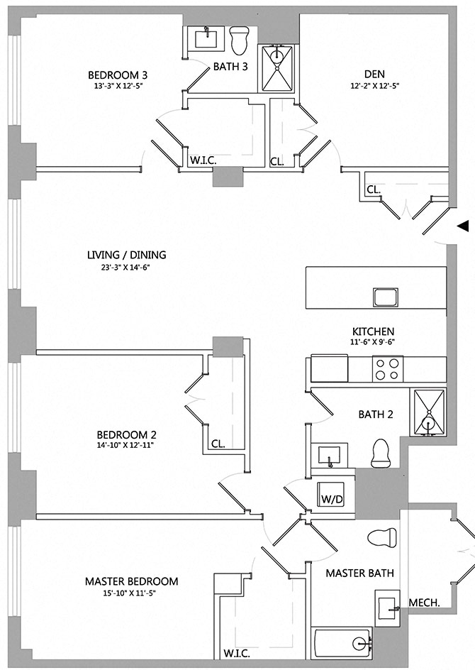3 Bed/3 Bath Den-02