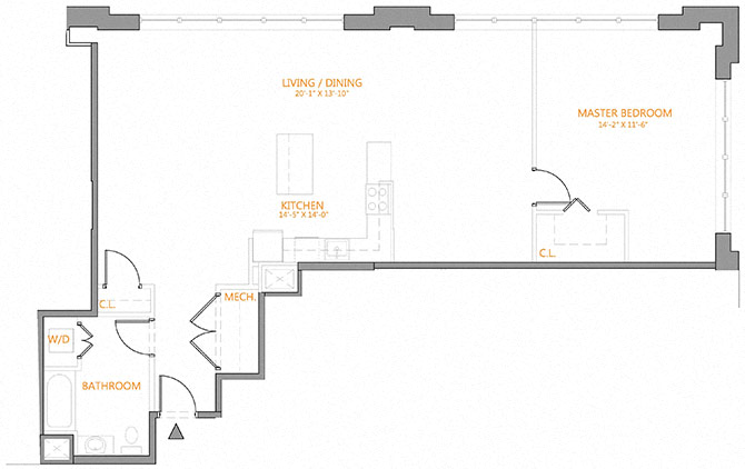 1 Bed/1 Bath-4B