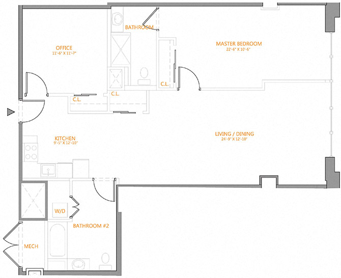 1 Bed/2 Bath Den-4D
