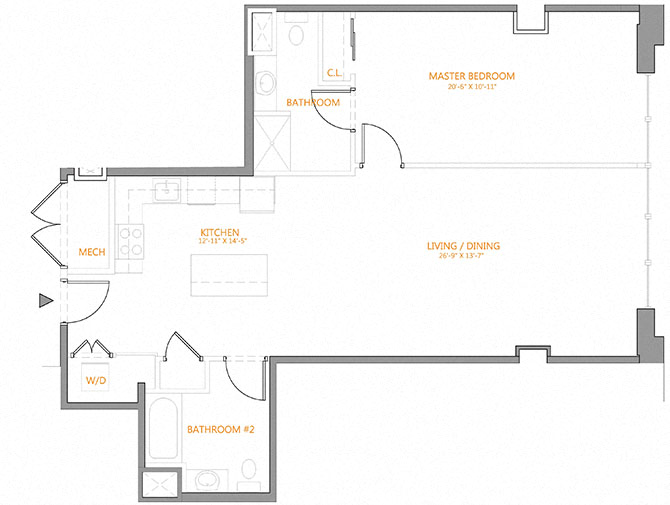 1 Bed/2 Bath-4E