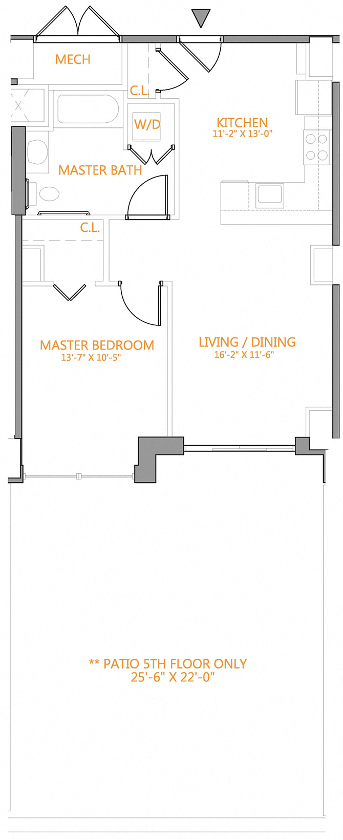 1 Bed/1 Bath-5-6J