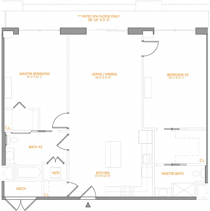 2 Bed/2 Bath-5-6O