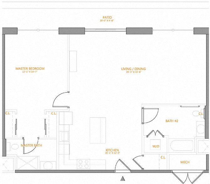 1 Bed/2 Bath-7O