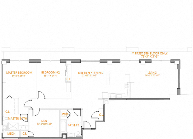 2 Bed/2 Bath Den-B