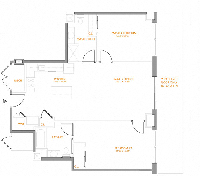 2 Bed/2 Bath-E