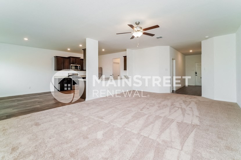 two bedroom apartment with a living room and a kitchen