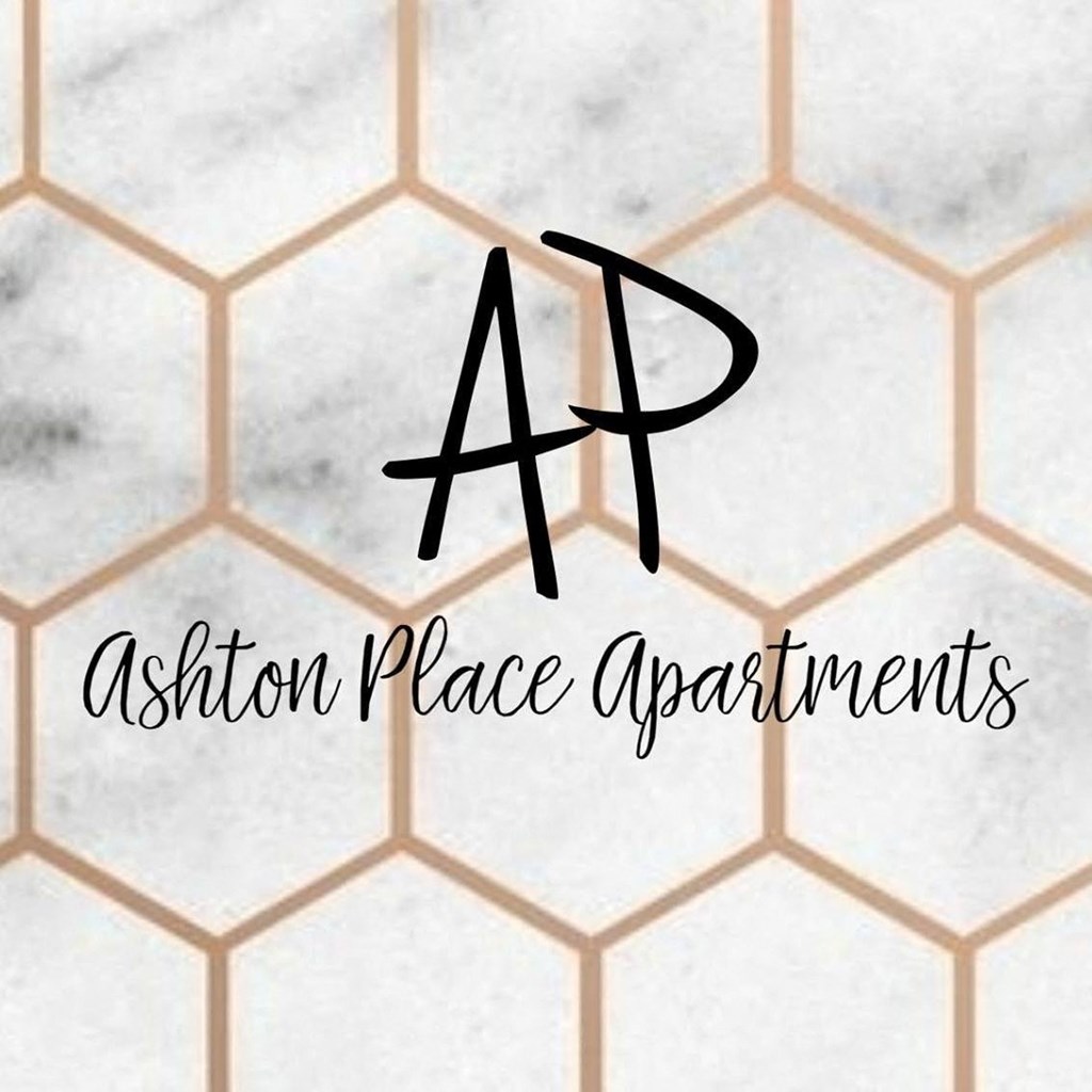 a logo that reads asthma place apartments on a marble background