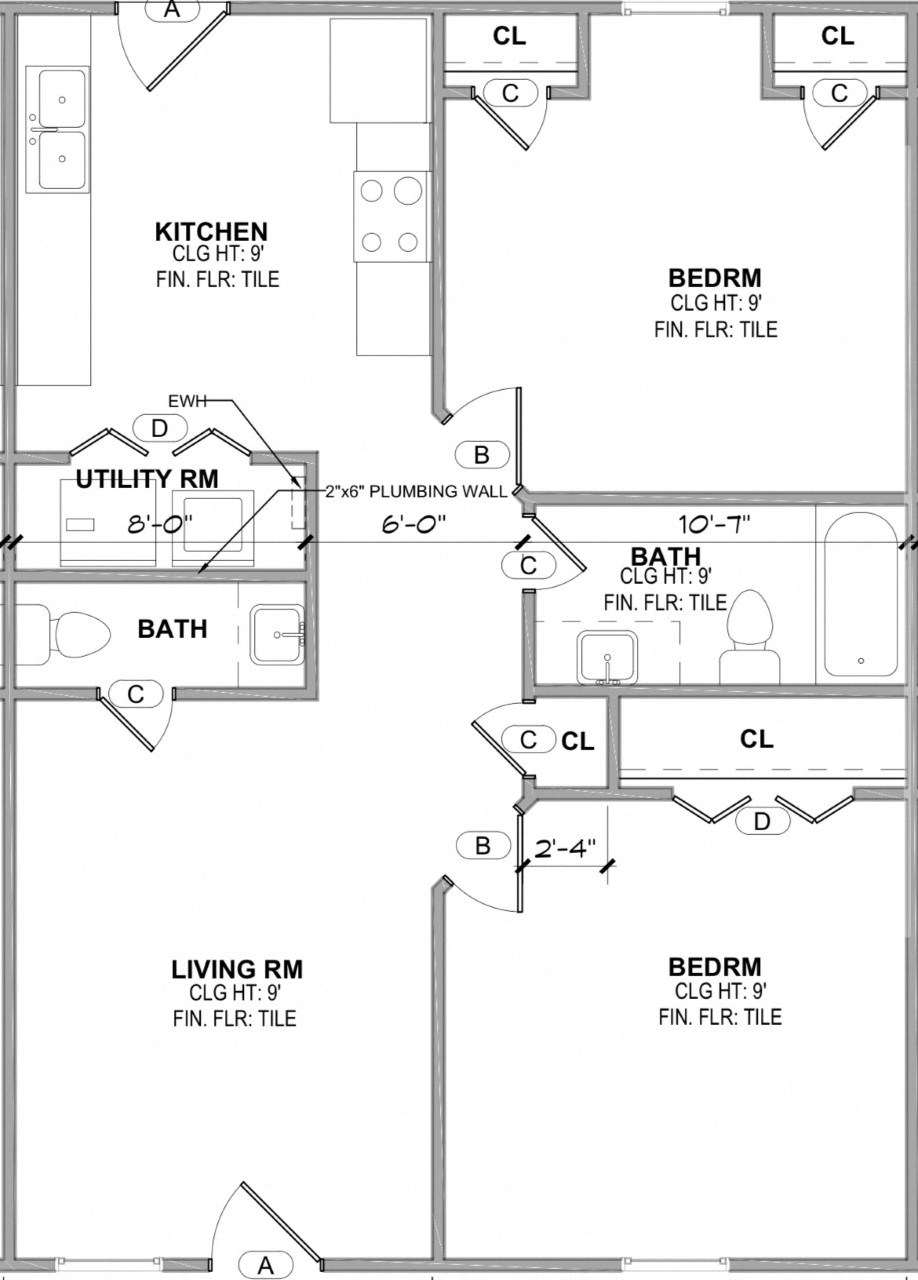 a floor plan of a house with a kitchen and a living room