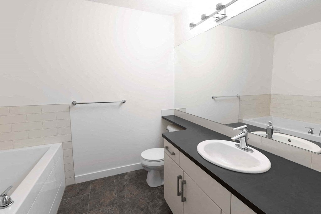 a bathroom with a sink and a toilet and a tub