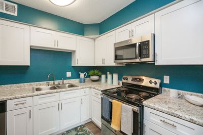 Modern Kitchen With White Cabinet at Summerville Station, Summerville, SC, 29485