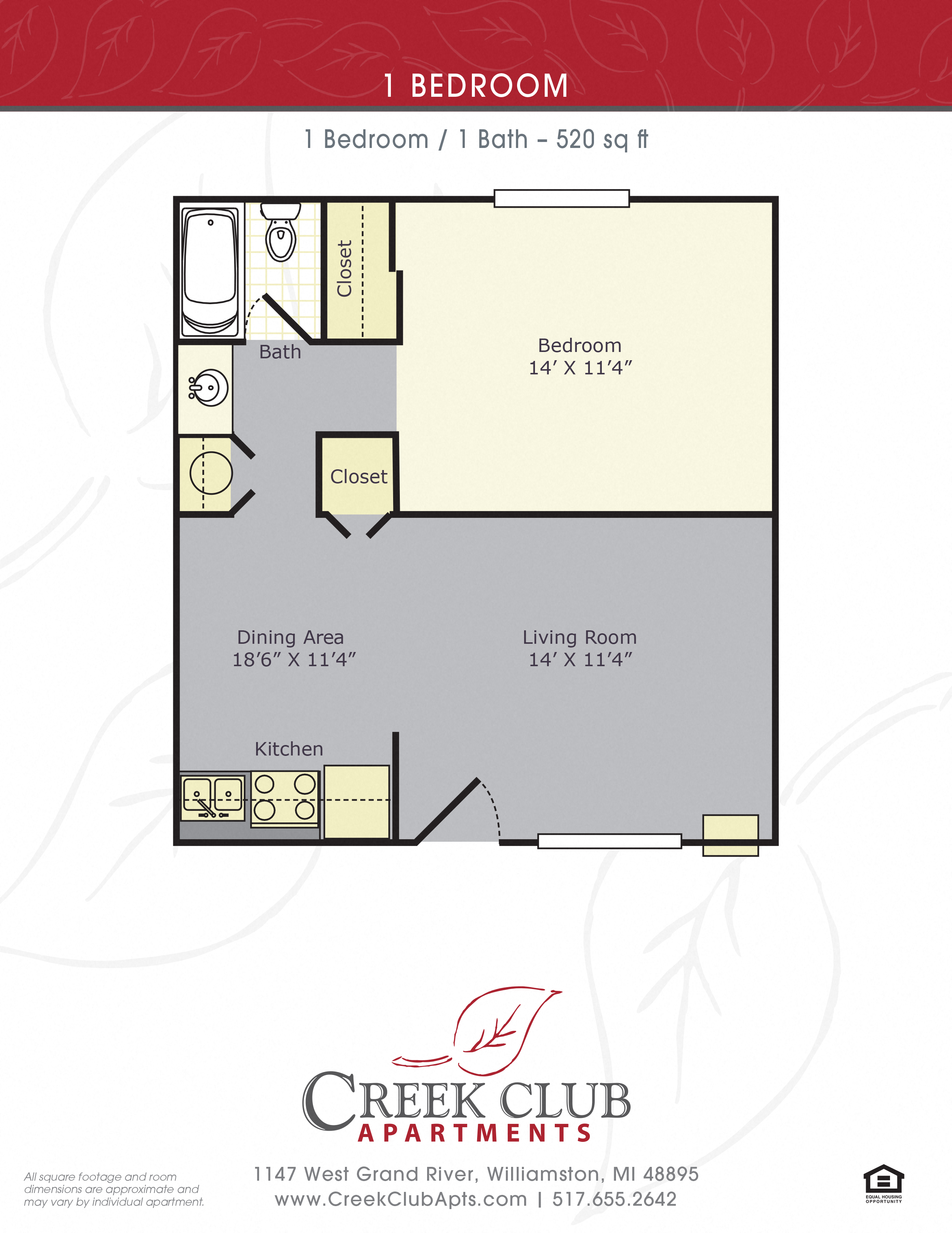 1 Bedroom / 1 Bath