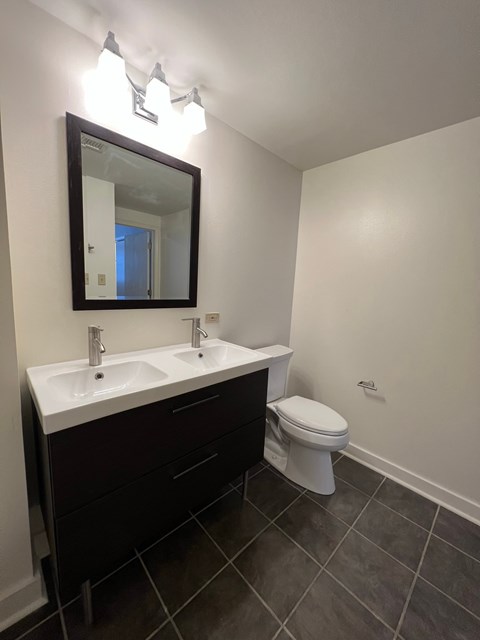 a bathroom with a toilet and a sink and a mirror